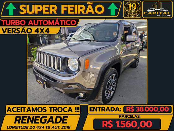 JEEP RENEGADE 2.0 16V TURBO DIESEL LONGITUDE 4P 4X4 AUTOMÁTICO JEEP RENEGADE 2.0 16V TURBO DIESEL LONGITUDE 4P 4X4 AUTOMÁTICO